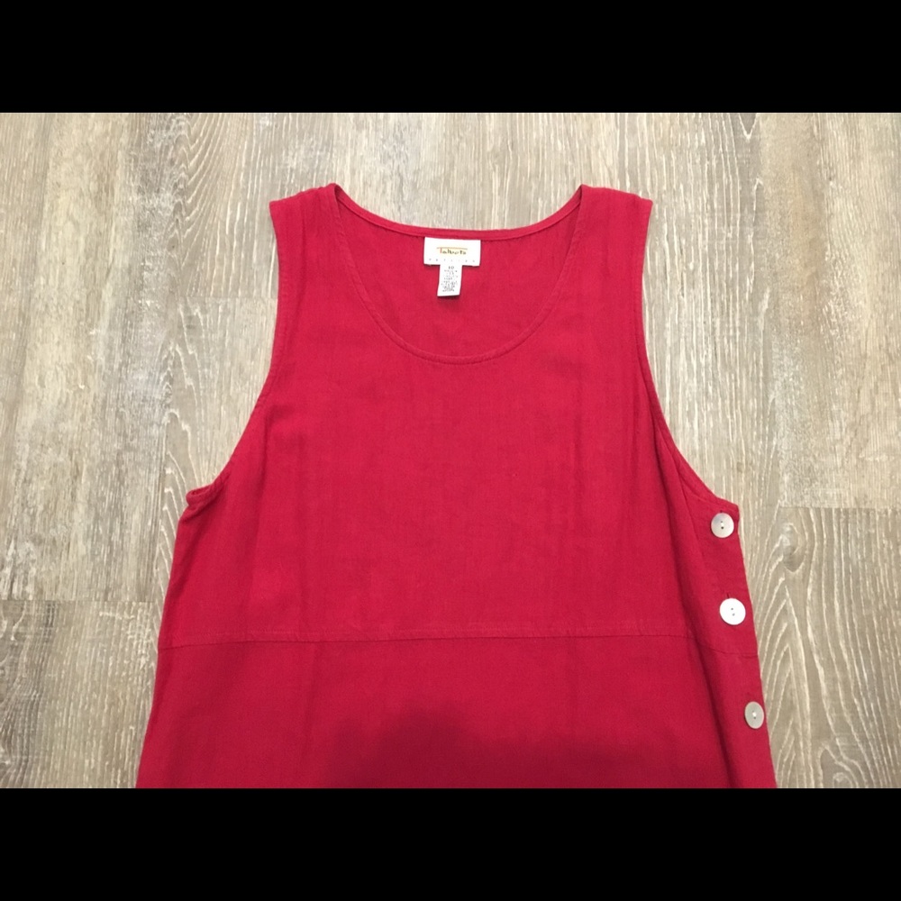 Talbots red sleeveless dress 10P side buttons